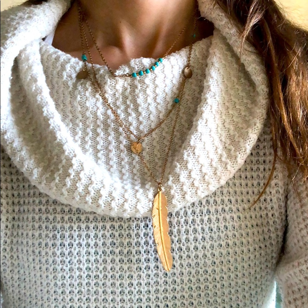 🐆 Turquoise and gold multi layered necklace